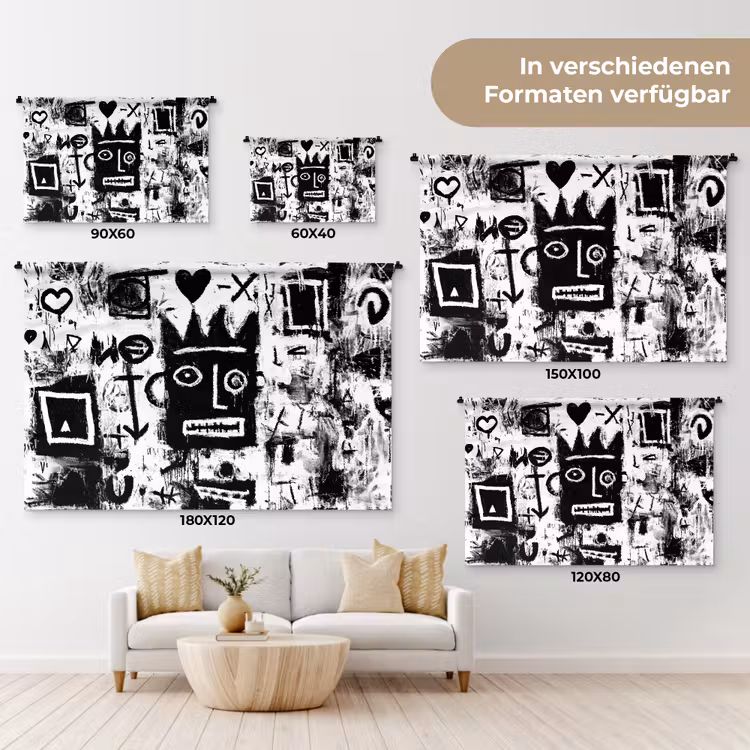 Vormen - Gezocht - Zwart - Abstract Wandkleed katoen klein -tsfeer8_DE