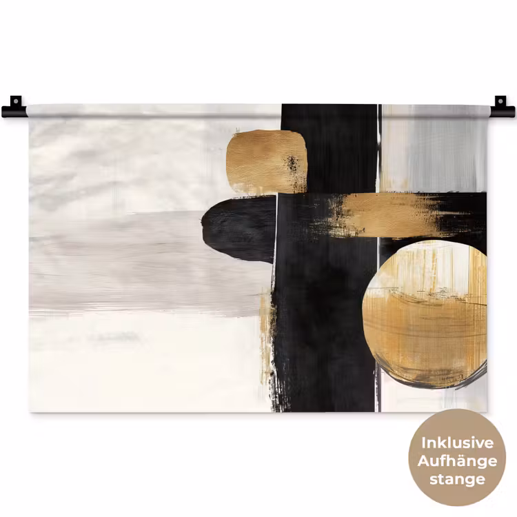 Vormen - Penseelstreken - Abstract - Goud Wandkleed katoen klein -t3d_DE