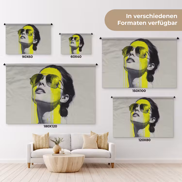 Vrouw - Bril - Verf Wandkleed katoen klein -tsfeer8_DE