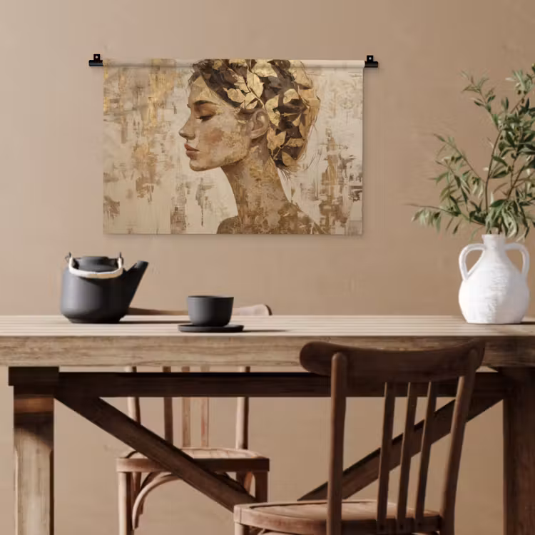 Vrouw - Goud - Abstract - Textuur Wandkleed katoen klein -sfeer6