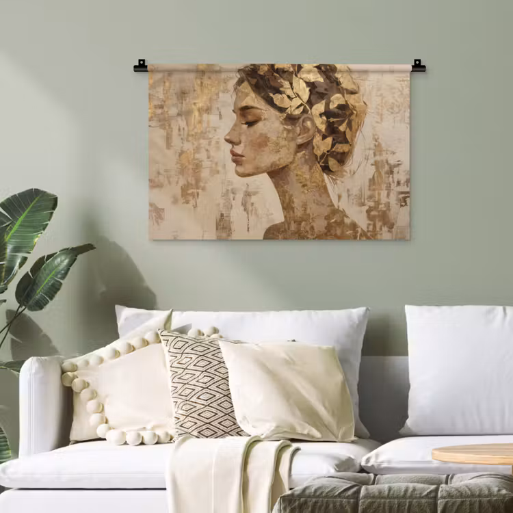 Vrouw - Goud - Abstract - Textuur Wandkleed katoen klein -sfeer7