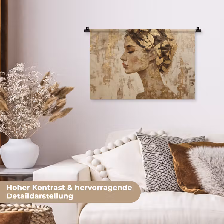 Vrouw - Goud - Abstract - Textuur Wandkleed katoen klein -tsfeer1_DE