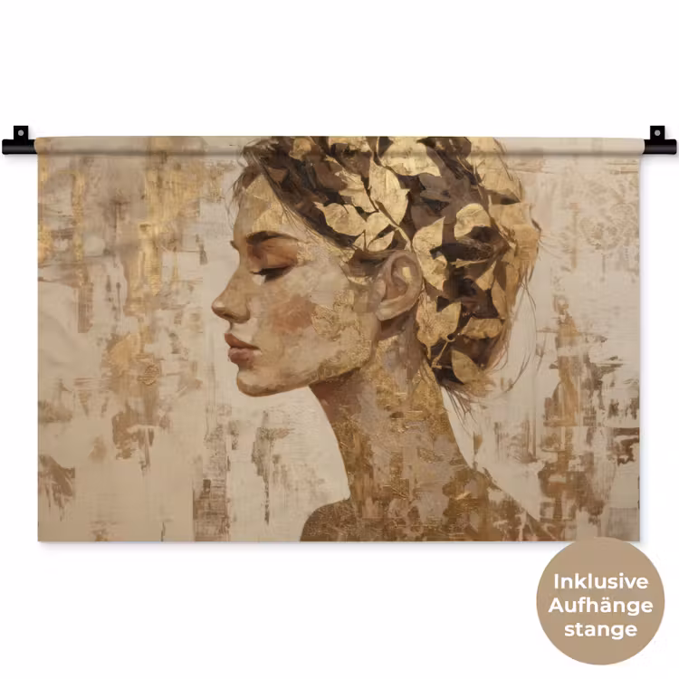 Vrouw - Goud - Abstract - Textuur Wandkleed katoen klein -t3d_DE