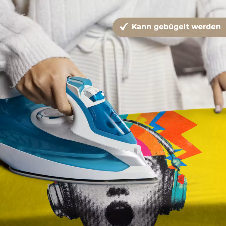 Vrouw - Koptelefoon - Geel Wandkleed katoen klein -tsfeer9_DE