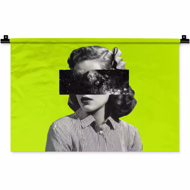 Vrouw - Sterrenhemel - Groen Wandkleed katoen klein -zz3d