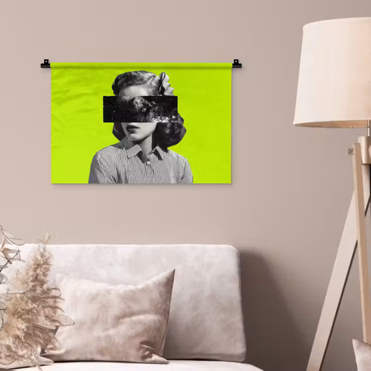 Vrouw - Sterrenhemel - Groen Wandkleed katoen klein -sfeer4
