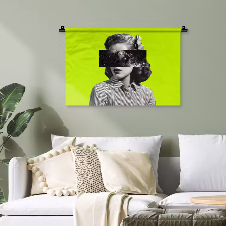 Vrouw - Sterrenhemel - Groen Wandkleed katoen klein -sfeer7