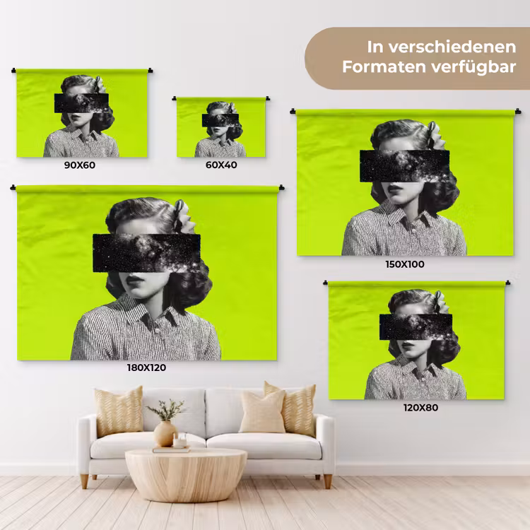 Vrouw - Sterrenhemel - Groen Wandkleed katoen klein -tsfeer8_DE