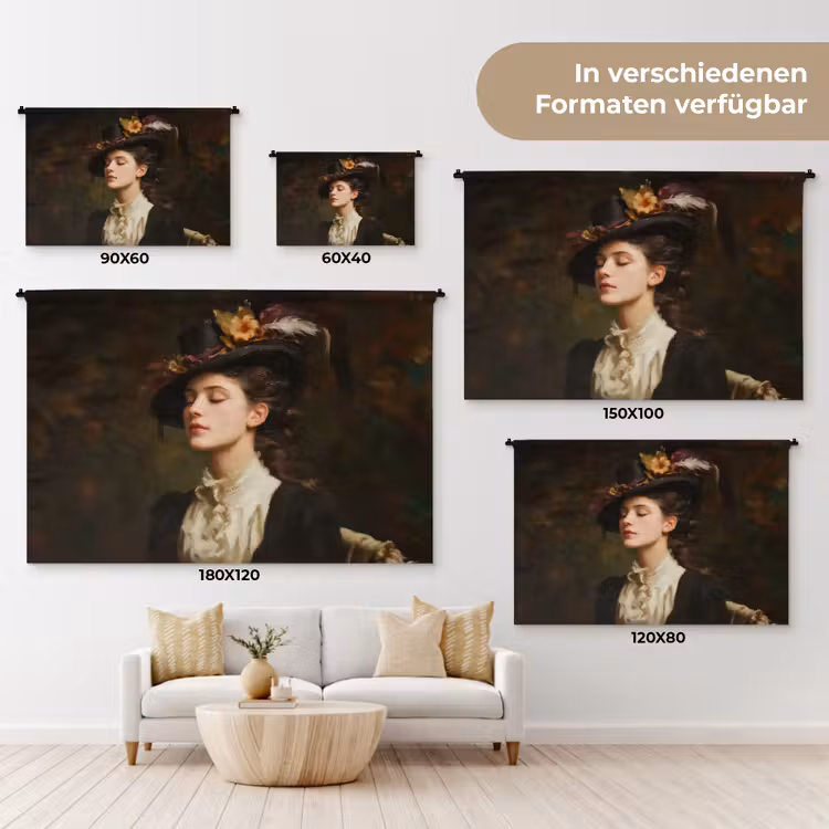 Vrouw - Victoriaans - Portret Wandkleed katoen klein -tsfeer8_DE