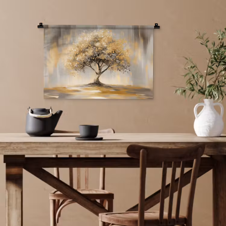 Schilderij - Boom - Abstract - Bladeren Wandkleed katoen klein -sfeer6