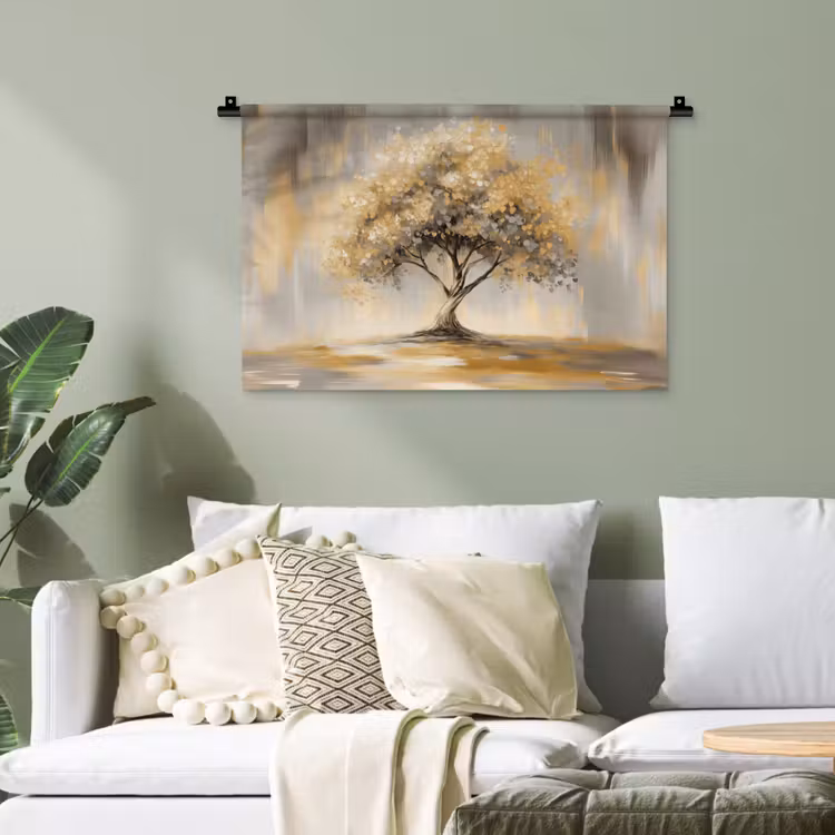 Schilderij - Boom - Abstract - Bladeren Wandkleed katoen klein -sfeer7