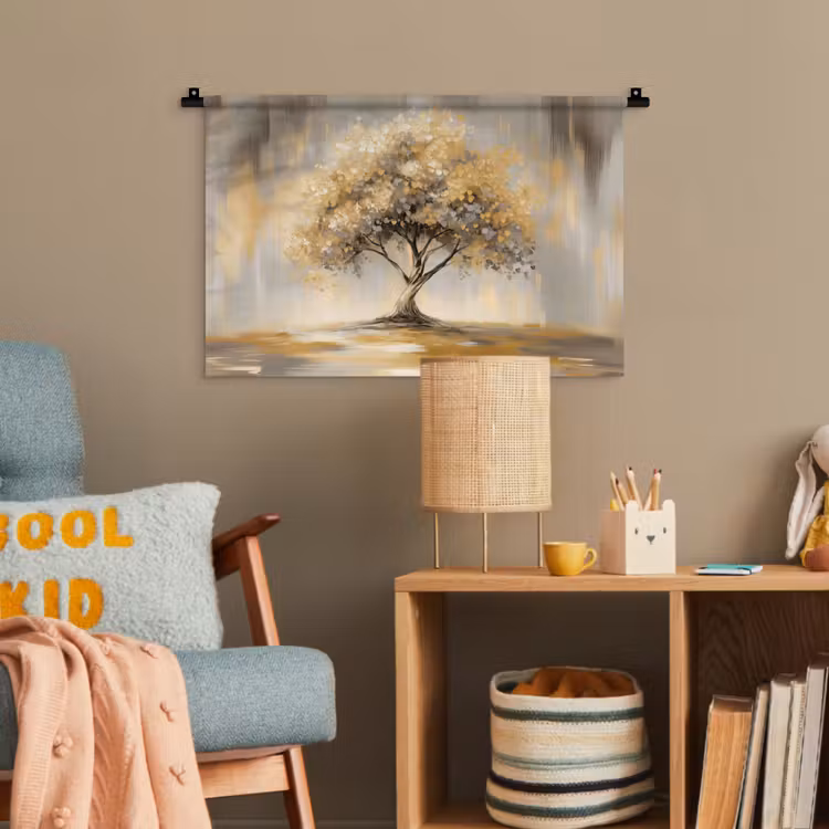 Schilderij - Boom - Abstract - Bladeren Wandkleed katoen klein -wsfeer4_kind