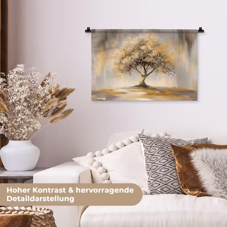 Schilderij - Boom - Abstract - Bladeren Wandkleed katoen klein -tsfeer1_DE