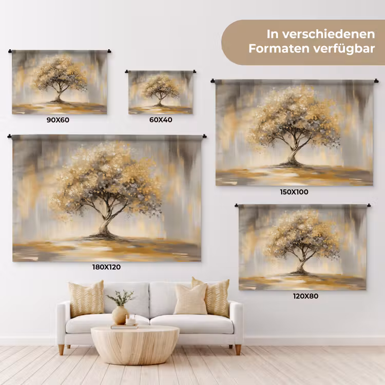 Schilderij - Boom - Abstract - Bladeren Wandkleed katoen klein -tsfeer8_DE