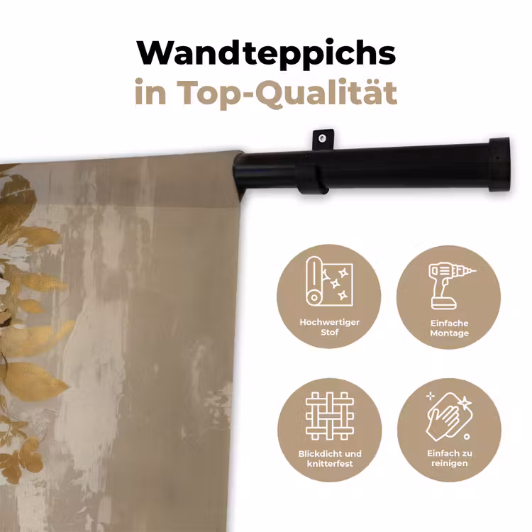 Gezicht - Vrouw - Bladeren - Goud Wandkleed katoen klein -tsfeer2_DE