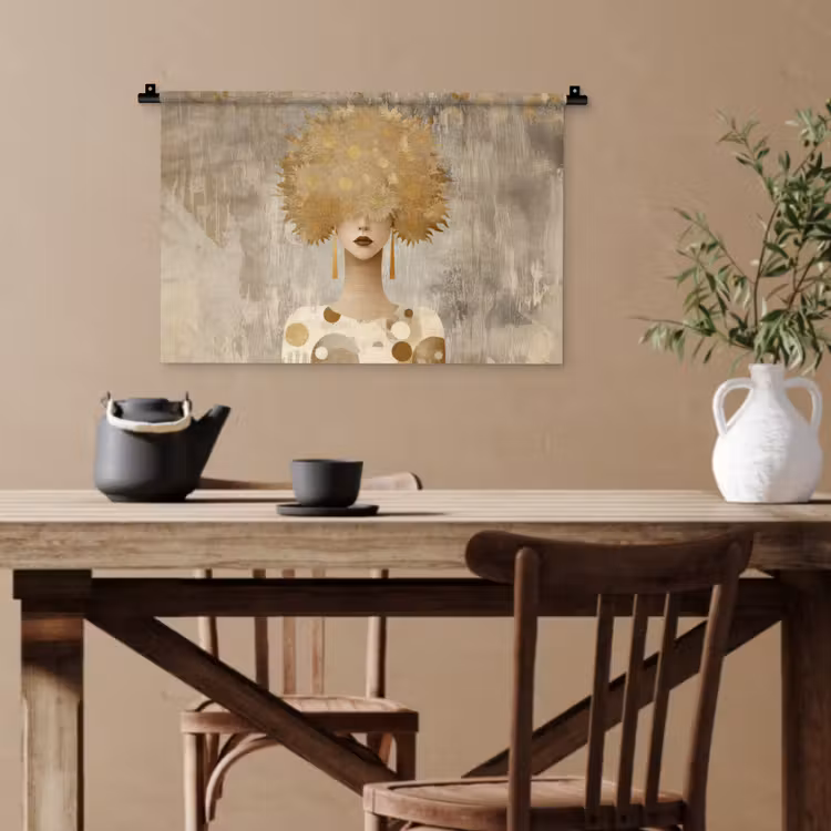 Goud - Portret - Vrouw Wandkleed katoen klein -sfeer6