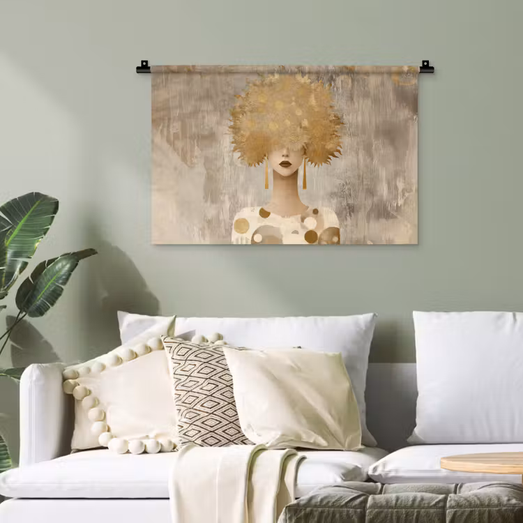 Goud - Portret - Vrouw Wandkleed katoen klein -sfeer7