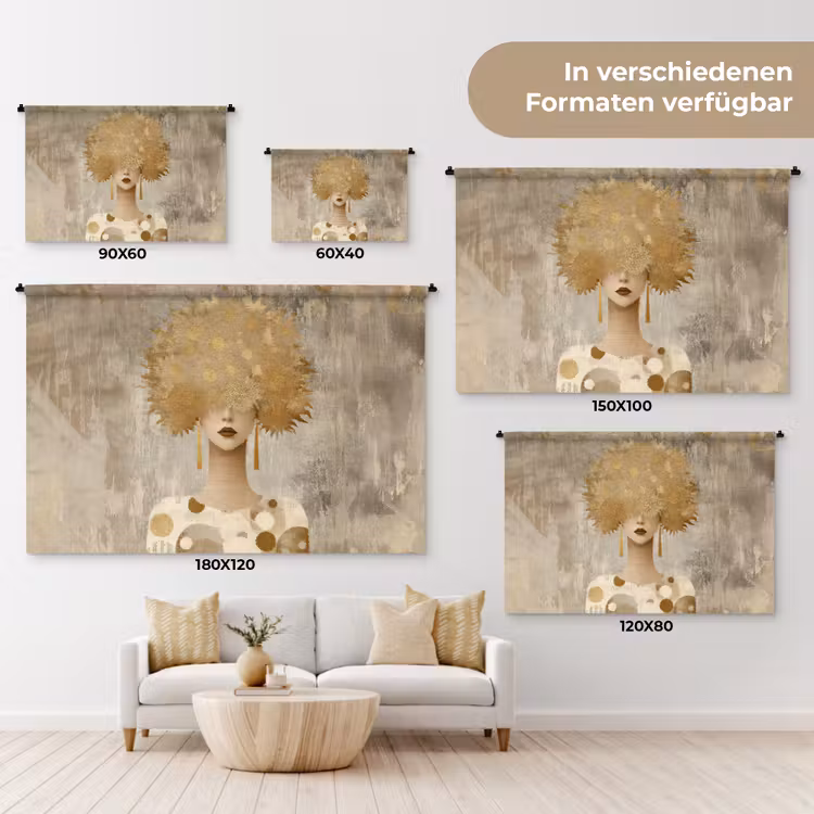 Goud - Portret - Vrouw Wandkleed katoen klein -tsfeer8_DE