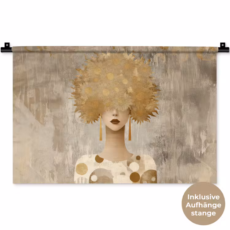 Goud - Portret - Vrouw Wandkleed katoen klein -t3d_DE