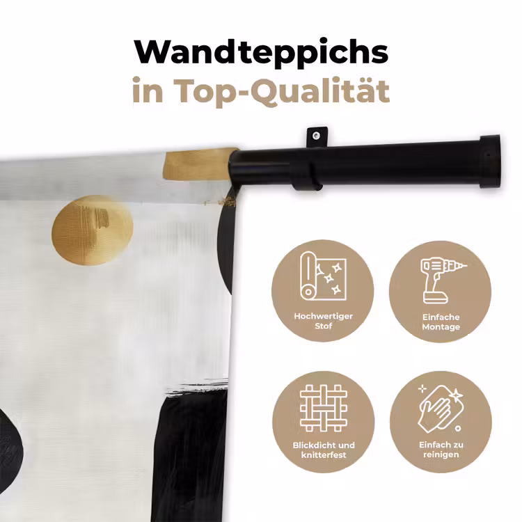 Goud - Rechthoeken - Cirkels - Abstract Wandkleed katoen klein -tsfeer2_DE