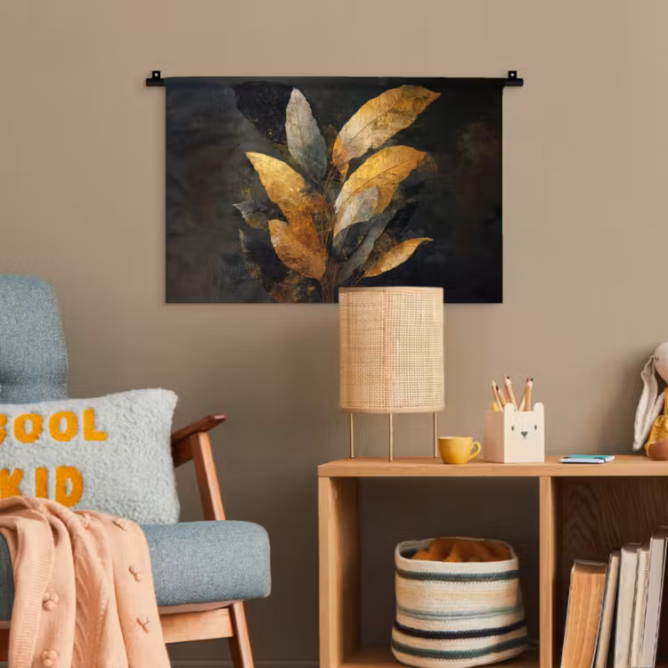 Gouden Bladcompositie – Botanische Luxe Wandkleed katoen klein -wsfeer4_kind