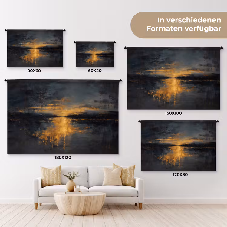 Gouden Reflectie op Water Wandkleed katoen klein -tsfeer8_DE