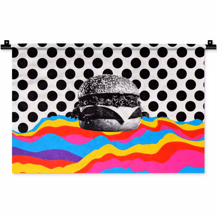 Hamburger - Stippen - Golven - Kleuren Wandkleed katoen klein -zz3d