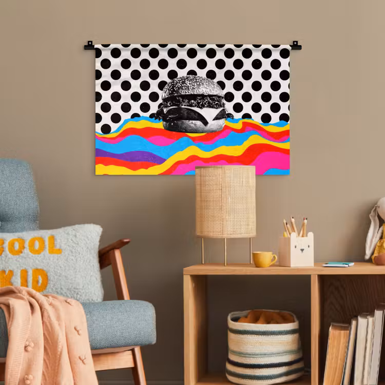 Hamburger - Stippen - Golven - Kleuren Wandkleed katoen klein -wsfeer4_kind