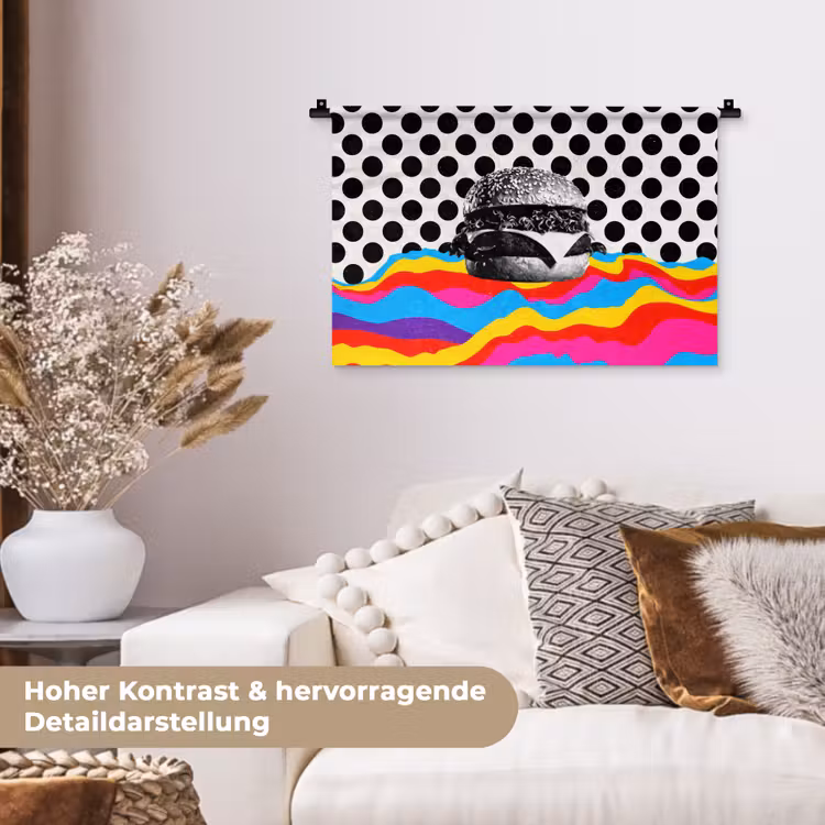 Hamburger - Stippen - Golven - Kleuren Wandkleed katoen klein -tsfeer1_DE