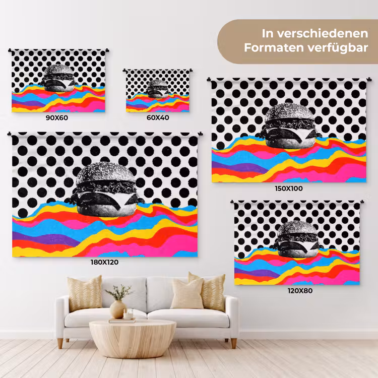 Hamburger - Stippen - Golven - Kleuren Wandkleed katoen klein -tsfeer8_DE