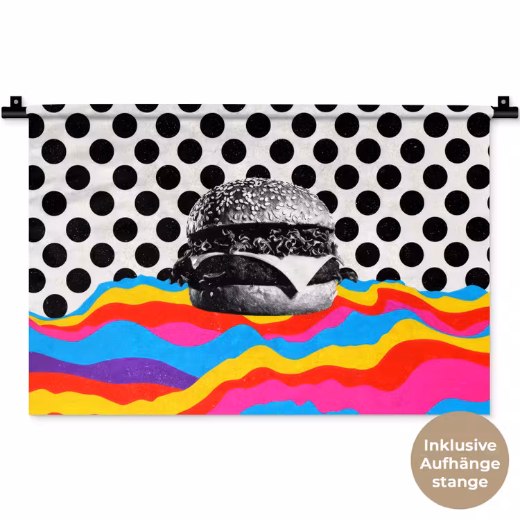 Hamburger - Stippen - Golven - Kleuren Wandkleed katoen klein -t3d_DE