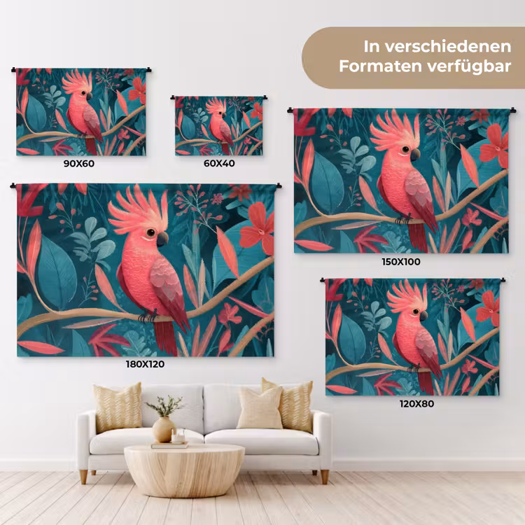 Kaketoe - Tropische bladeren - Tak Wandkleed katoen klein -tsfeer8_DE