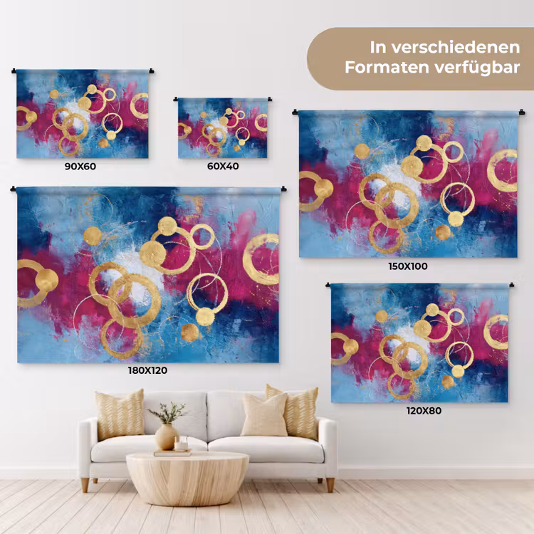 Cirkels - Goud - Abstract Wandkleed katoen klein -tsfeer8_DE