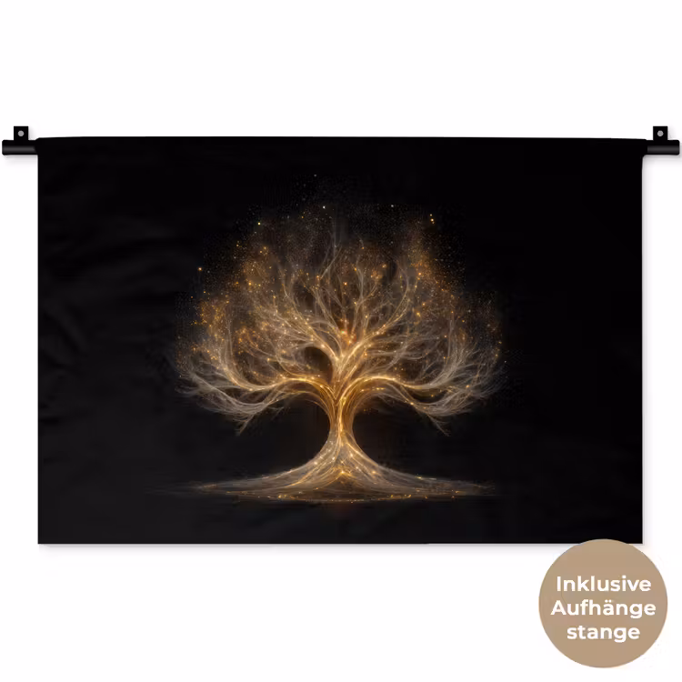 Lichtjes - Boom - Abstract - Zwart Wandkleed katoen klein -t3d_DE