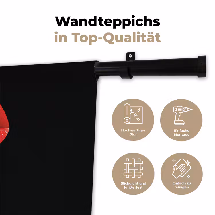 Lippen - Kleuren - Zwart Wandkleed katoen klein -tsfeer2_DE