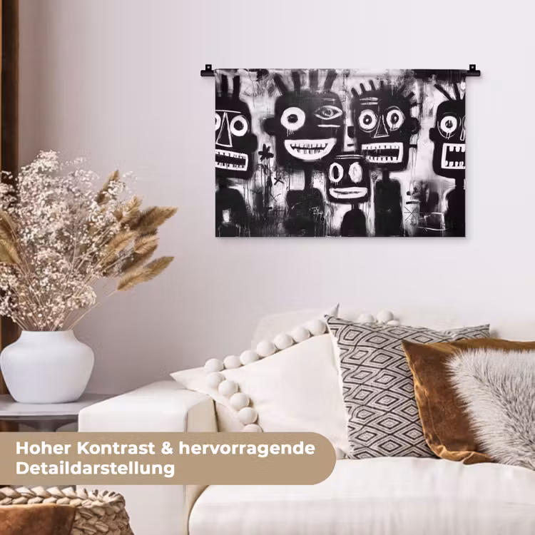 Schilderij - Figuren - Zwart - Abstract Wandkleed katoen klein -tsfeer1_DE