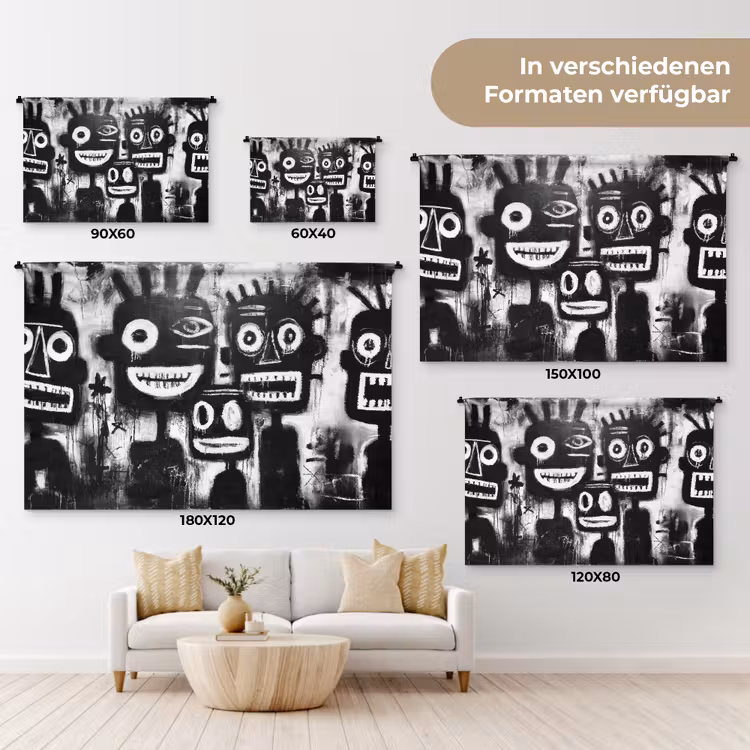 Schilderij - Figuren - Zwart - Abstract Wandkleed katoen klein -tsfeer8_DE