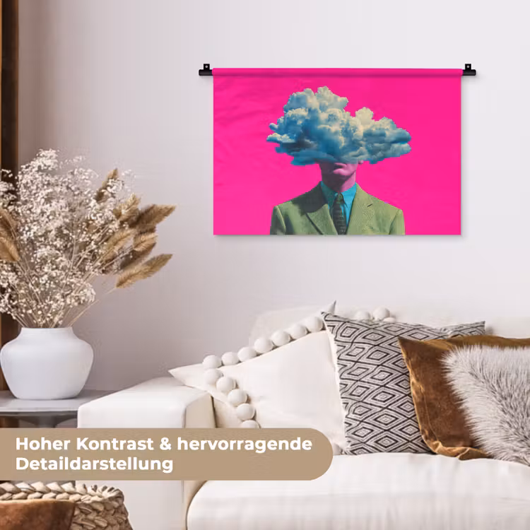 Man - Pak - Wolk - Roze Wandkleed katoen klein -tsfeer1_DE