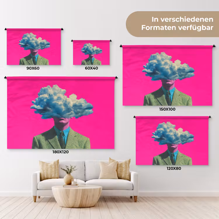 Man - Pak - Wolk - Roze Wandkleed katoen klein -tsfeer8_DE