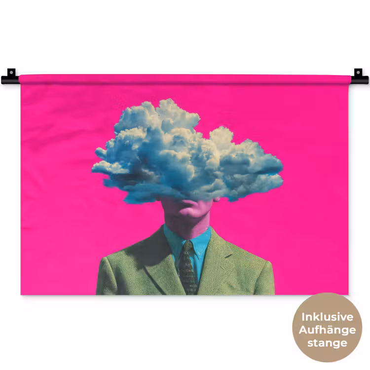 Man - Pak - Wolk - Roze Wandkleed katoen klein -t3d_DE
