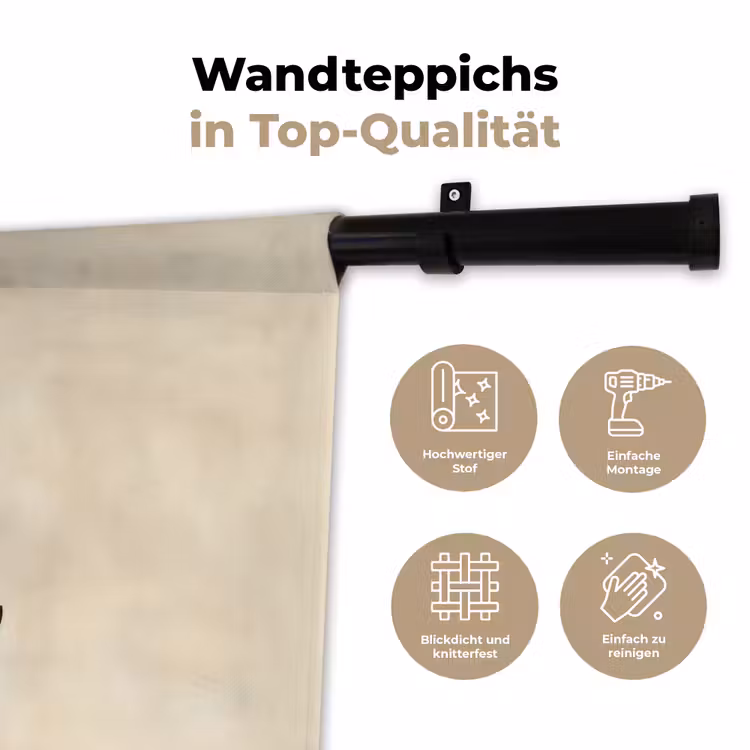 Minimalistisch - Tak - Bladeren - Zwart Wandkleed katoen klein -tsfeer2_DE