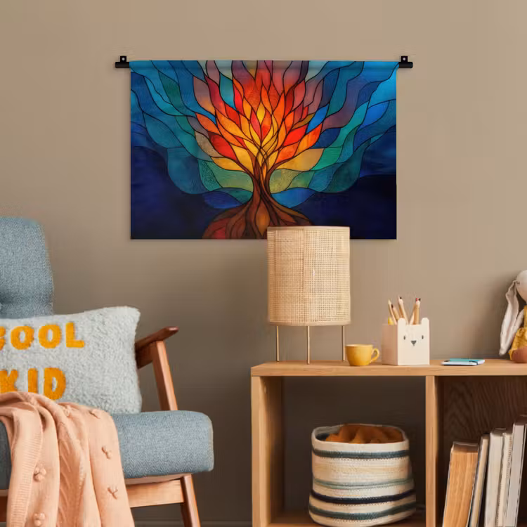 Sierglas - Boom - Rood - Vlakken Wandkleed katoen klein -wsfeer4_kind