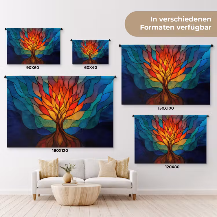Sierglas - Boom - Rood - Vlakken Wandkleed katoen klein -tsfeer8_DE