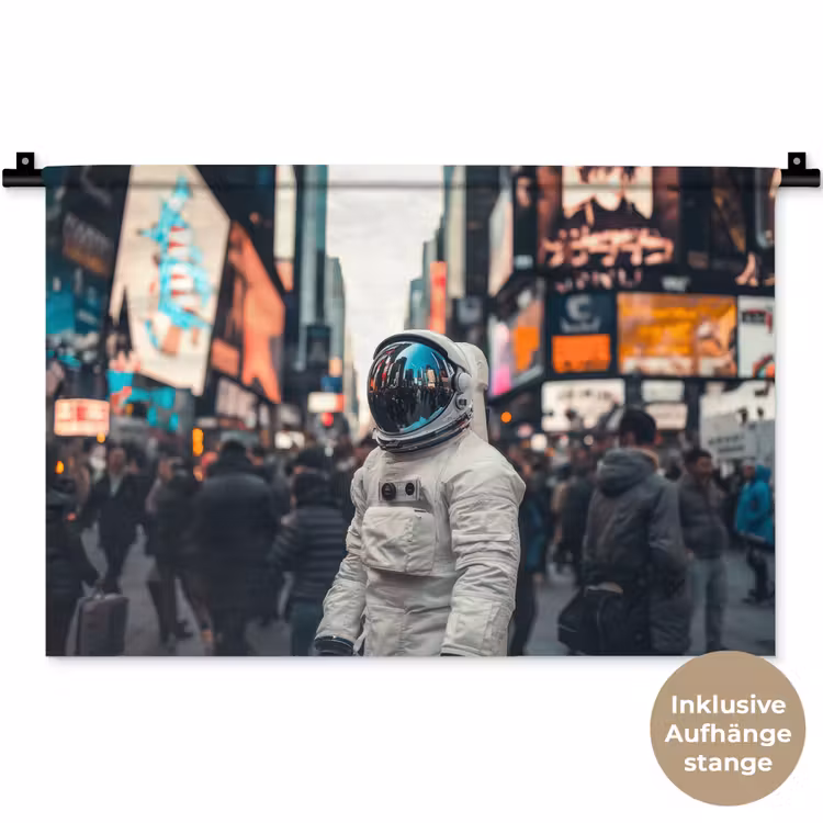 Stad - Mensen - Astronaut - Wit Wandkleed katoen klein -t3d_DE