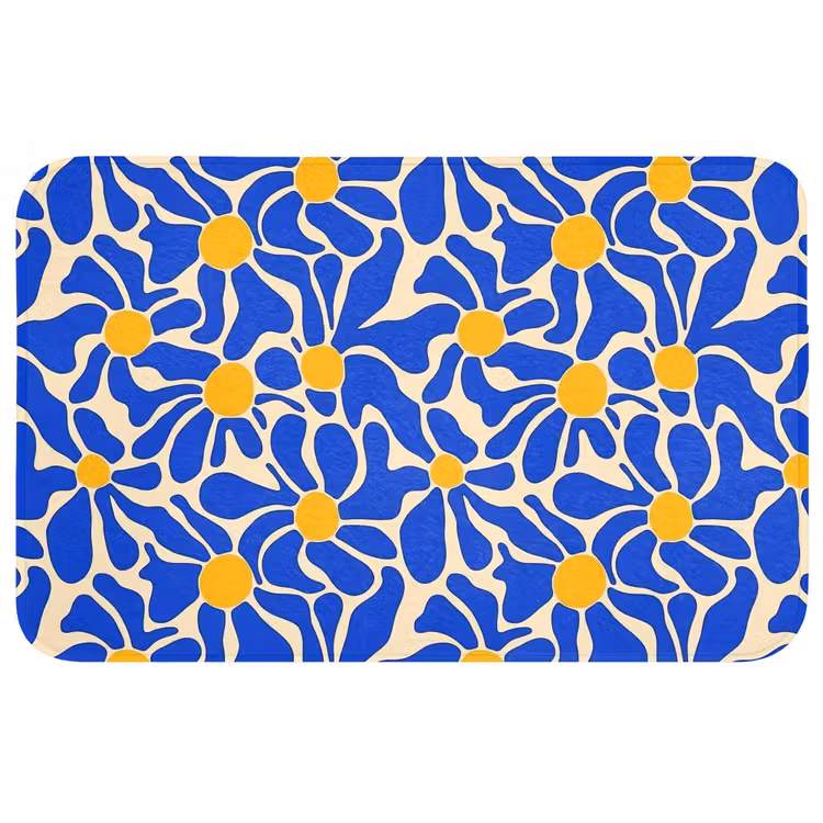 Abstract - Bloem - Blauw WCmat middel 1009 -3d
