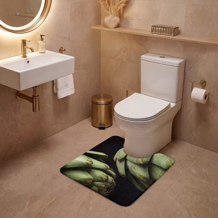 WC Vorleger - Artischocke – Grün – Essen - Artisjok - Groen - Eten WCmat U-uitsnede middel