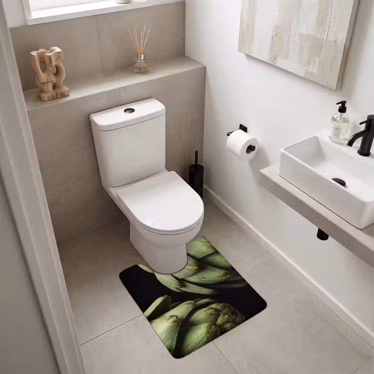 WC Vorleger - Artischocke – Grün – Essen - Artisjok - Groen - Eten WCmat U-uitsnede middel