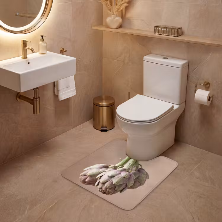 WC Vorleger - Artischocken – Hängend – Gemüse - Artisjokken - Hangend - Groenten WCmat U-uitsnede middel