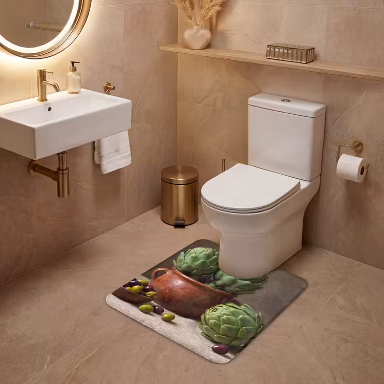 WC Vorleger - Artischocken – Oliven – Essen - Artisjokken - Olijven - Eten WCmat U-uitsnede middel