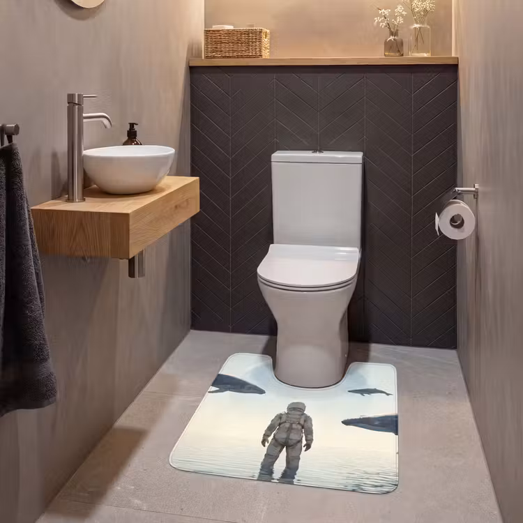 WC Vorleger - Astronaut – Wal – Fantasie - Ruimtevaarder - Walvis - Fantasie WCmat U-uitsnede middel